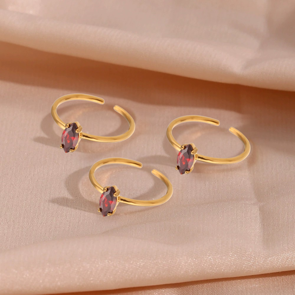 Marquise Red Zircon Open Ring