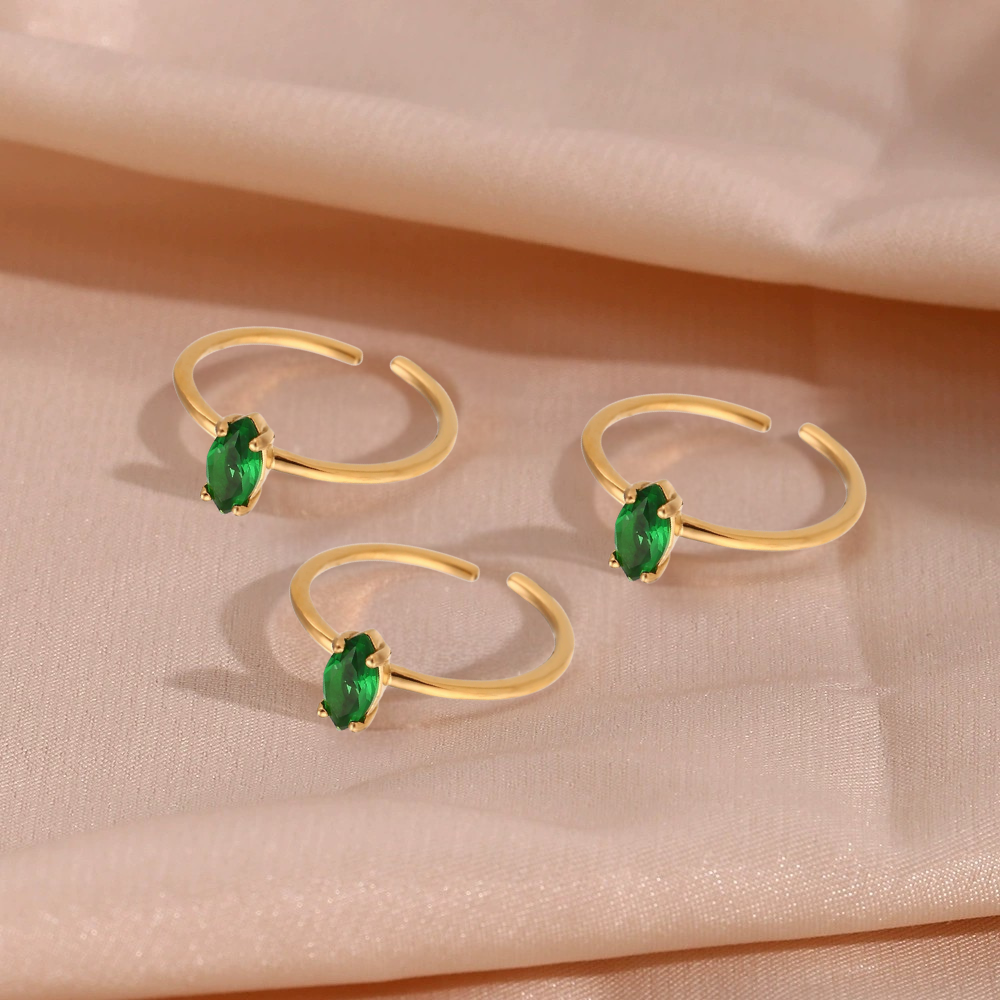 Marquise Green Zircon Open Ring