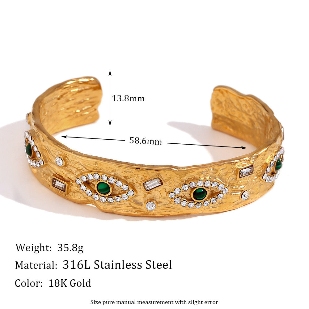 Size Details of Gold evil eye bracelet with zirconia stones – symbolic jewelry – STUD