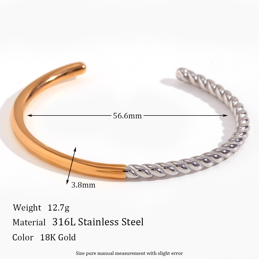 Size Details of Two-tone gold and silver bracelet with adjustable fit – minimalist style – STUD