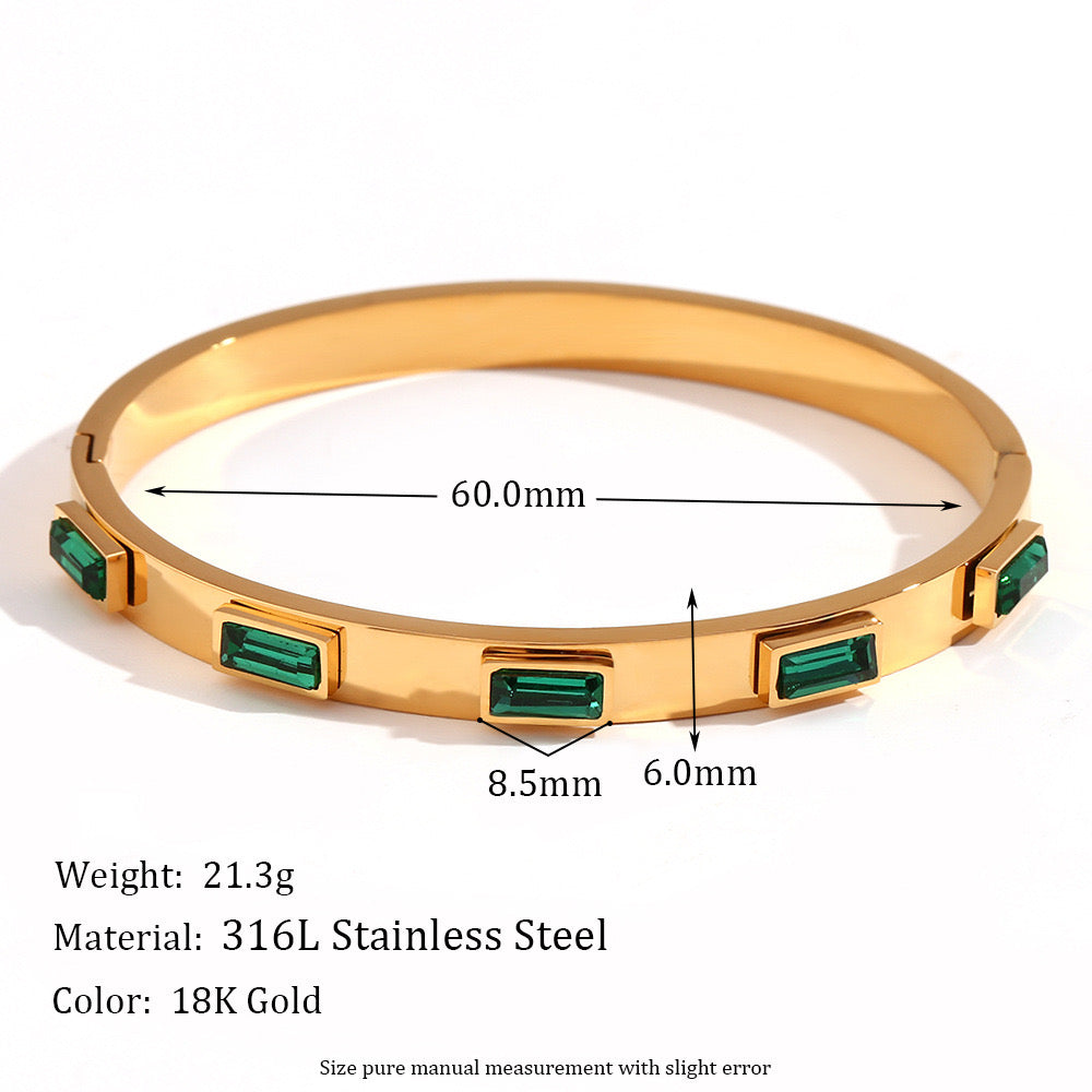 Size Details of 18K gold plated bracelet with sparkling crystal stones – elegant design – STUD