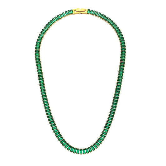 18K gold plated green emerald zircon necklace set – STUD-Shop Till You Drop