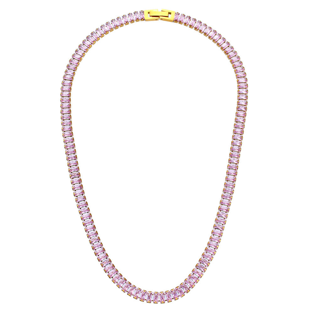 18K gold plated pink emerald zircon necklace set – STUD-Shop Till You Drop