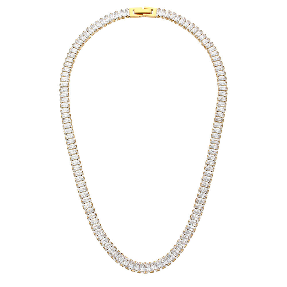 18K gold plated clear emerald zircon necklace set – STUD-Shop Till You Drop