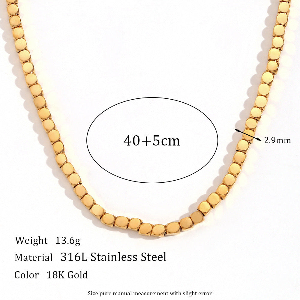 Size Details of Minimalist gold square bead necklace – 18K gold plated by STUD-Shop Till You Drop
