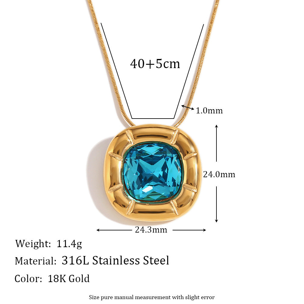 Size Details of Vintage floral zirconia necklace with blue accents – 18K gold plated by STUD-Shop Till You Drop