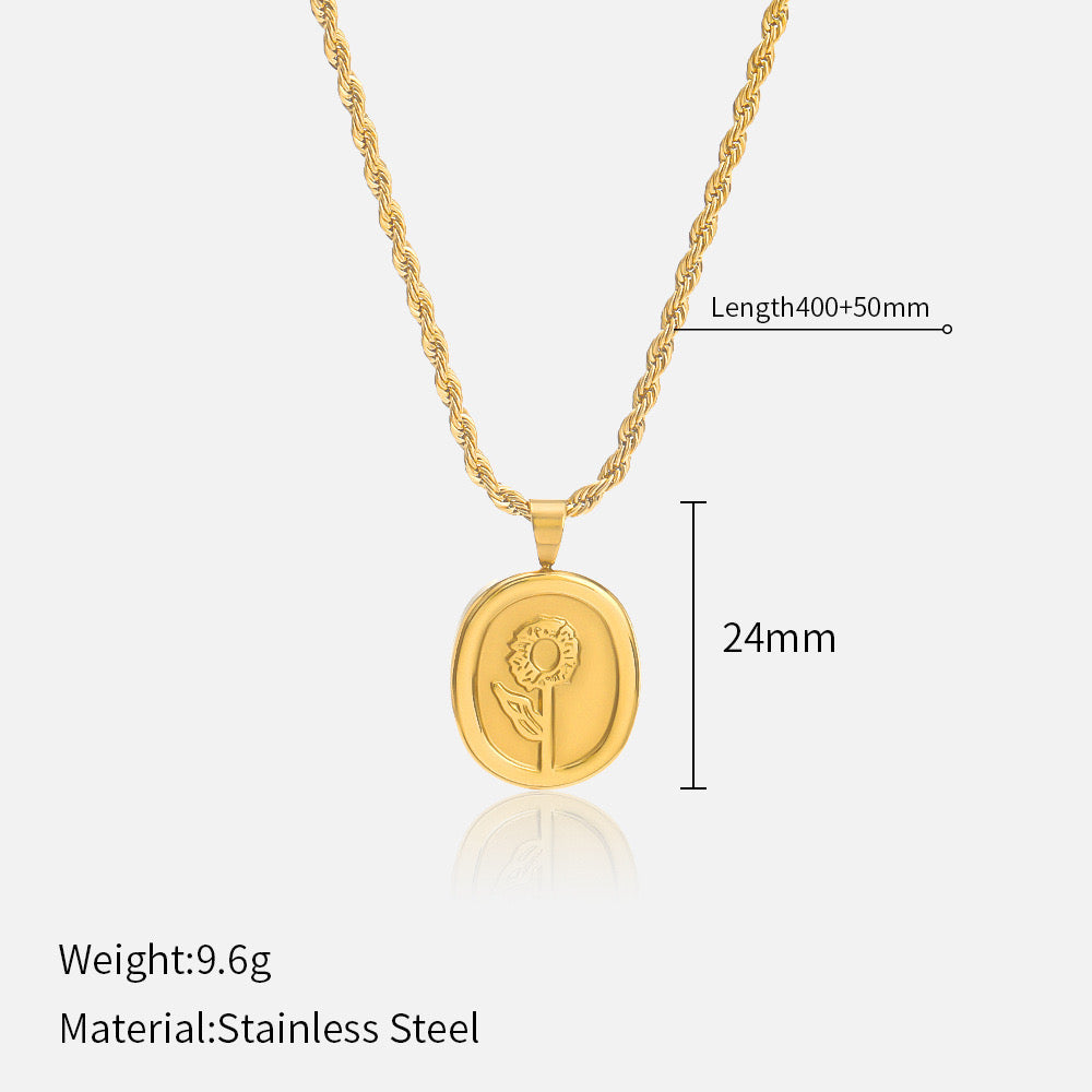 Size Details of Sunflower and rose charm pendant necklace – 18K gold plated vintage design by STUD-Shop Till You Drop