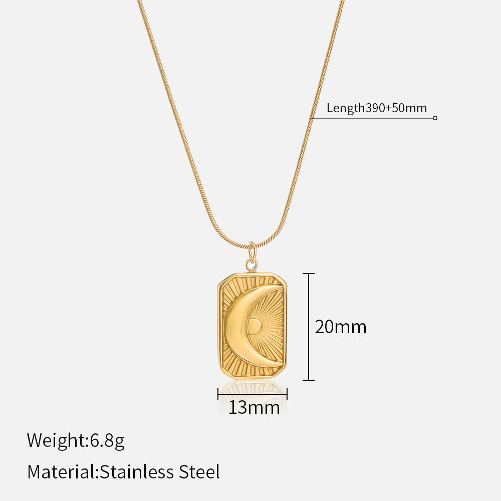 Celestial Charm: Moon Pendant 14K Gold Necklace