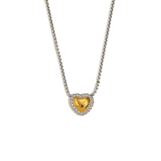 Twisted Two-Tone Heart Necklace – 18K Gold Plated Minimalist Jewelry | STUD-Shop Till You Drop