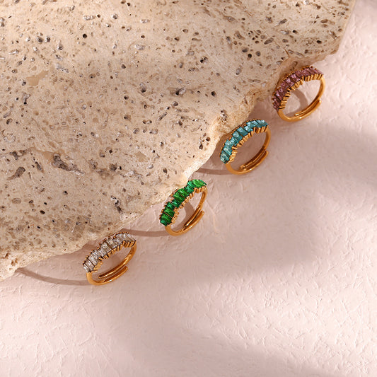 Irregular Zircon Gold Open Ring – Adjustable & Luxe | STUD