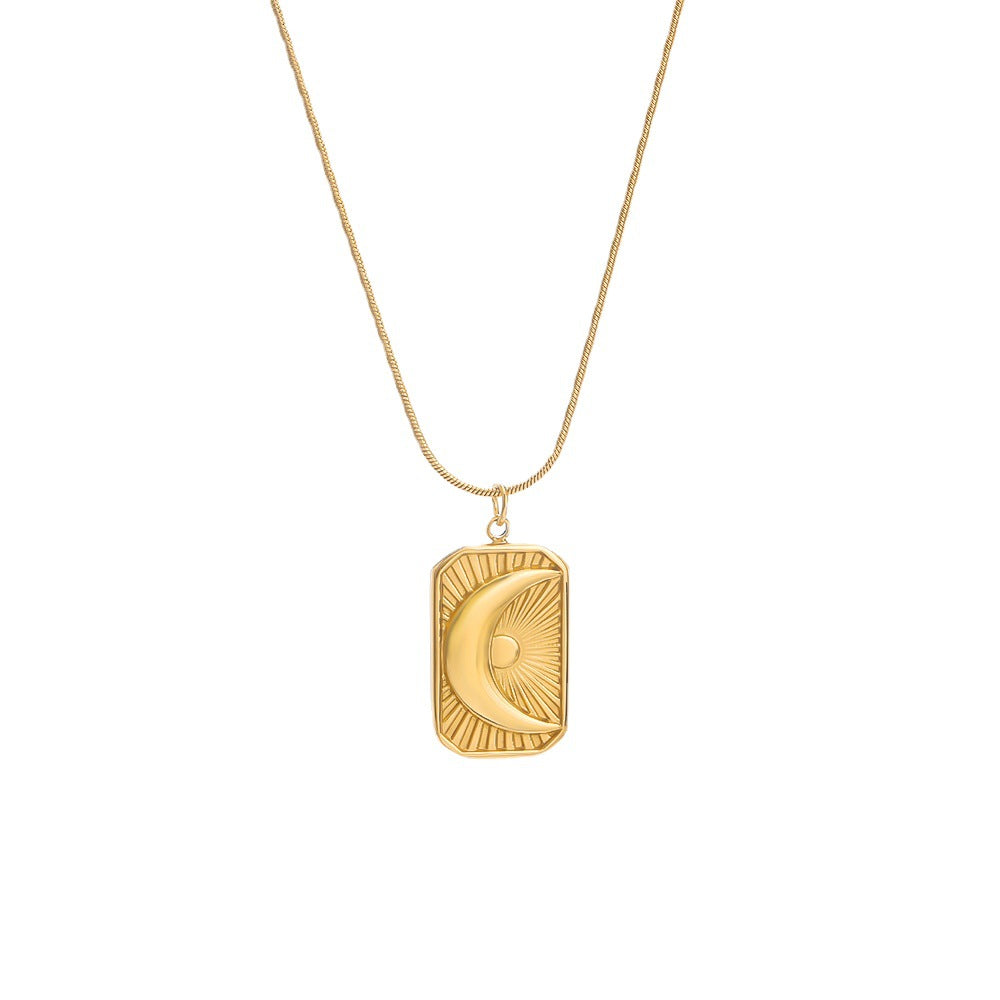 Celestial Charm: Moon Pendant 14K Gold Necklace