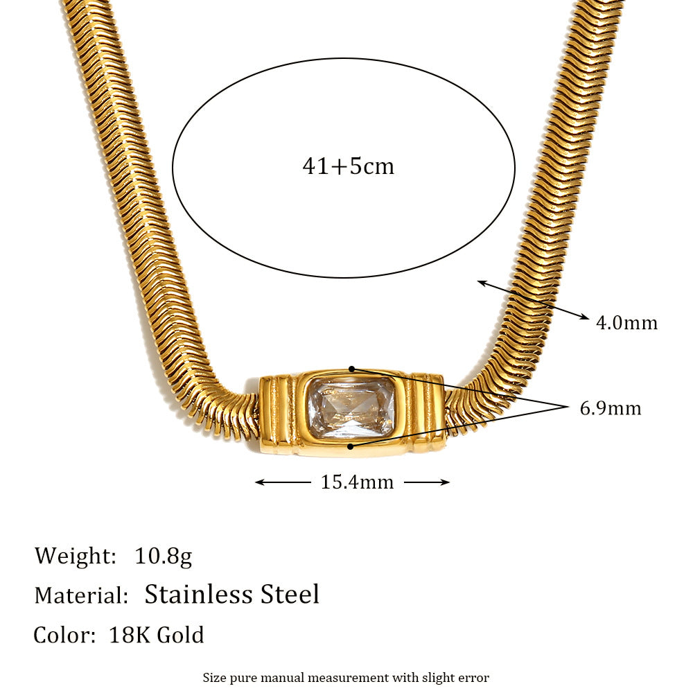Clear Zircon Snake Chain Necklace
