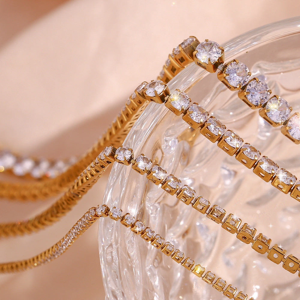 Minimalist Stainless Steel Tennis Necklace – Zircon Stone Detailing