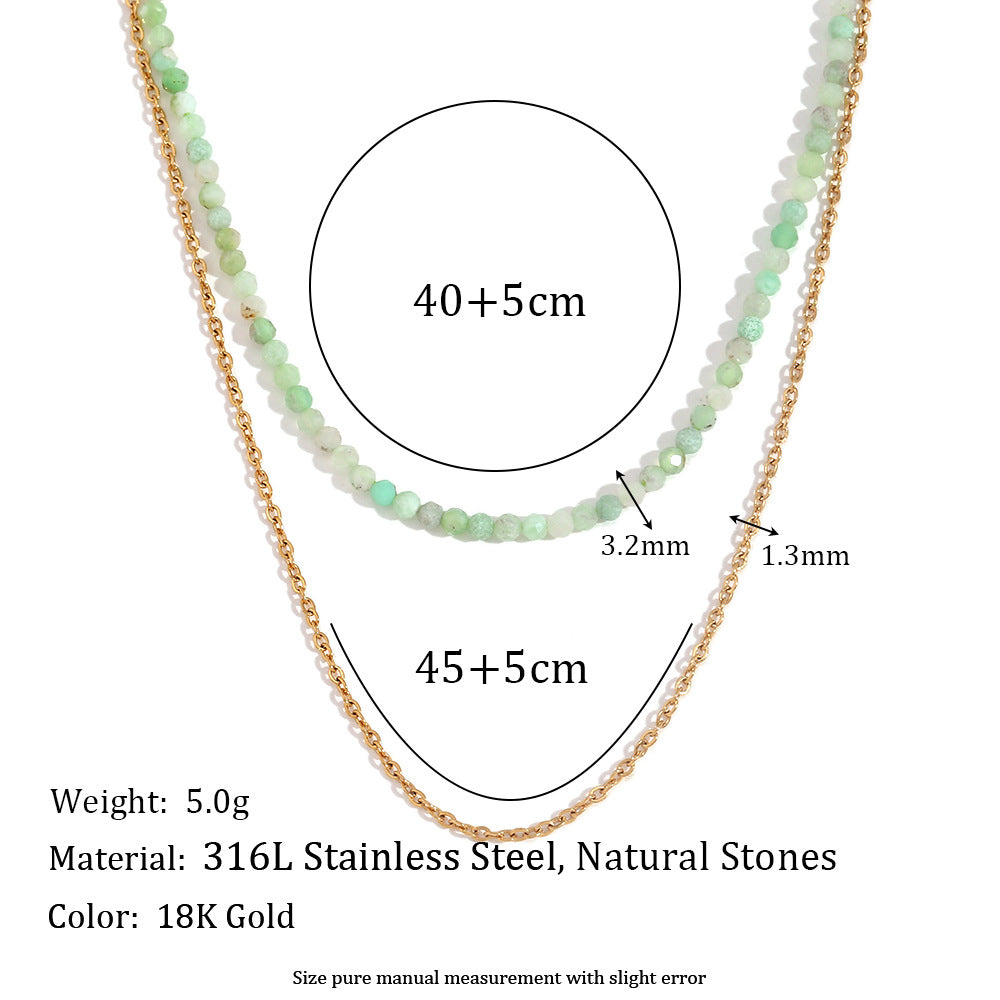 Size Details of Double-layer necklace with Amazonite pendant – 18K gold plated, waterproof design by STUD-Shop Till You Drop