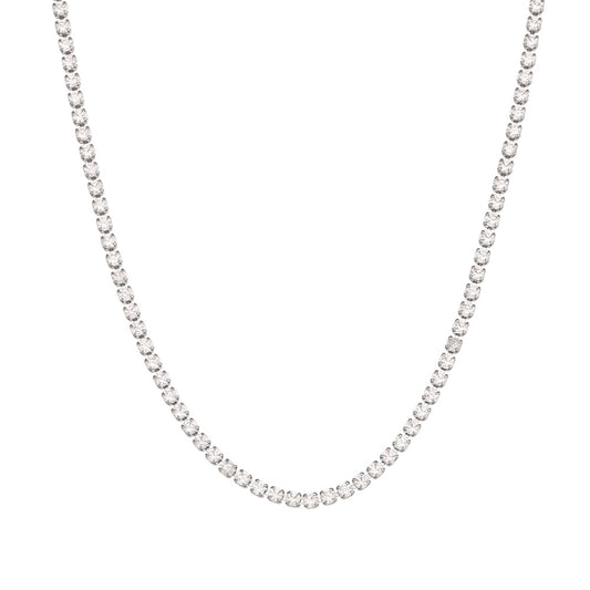 Close View of Silver zircon stone necklace – minimalist stainless steel design by STUD-Shop Till You Drop