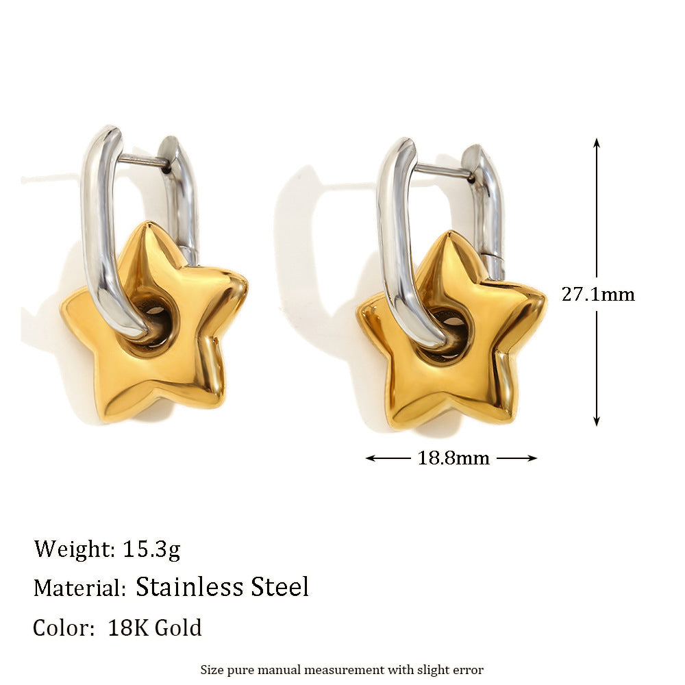 Size Details of Two-tone star earrings – gold and silver shapes, 18K gold-plated, waterproof, hypoallergenic by STUD (Shop Till You Drop)