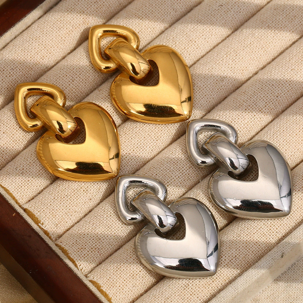 Heart Hoop Silver Earrings