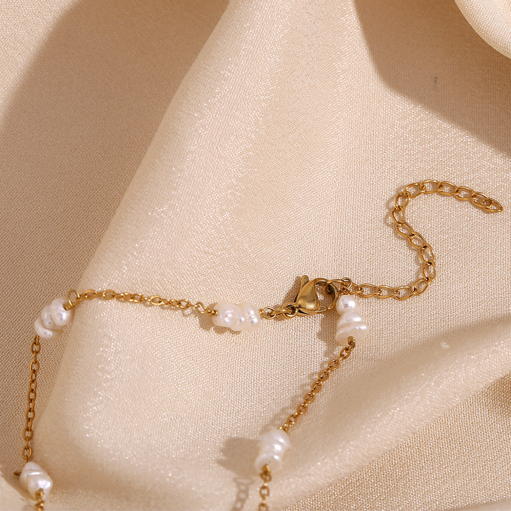 Freshwater pearl bracelet – 18K gold plated minimalist design by STUD-Shop Till You Drop