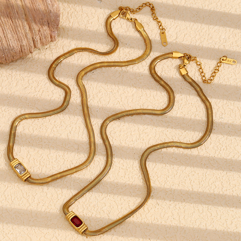 Zircon Snake Chain Necklace