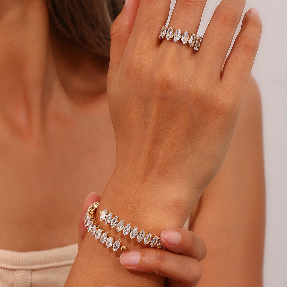 Gold and Diamond-Accented Adjustable Bracelet