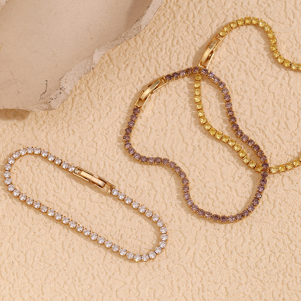 Minimalist Zircon Pink Chain Bracelet