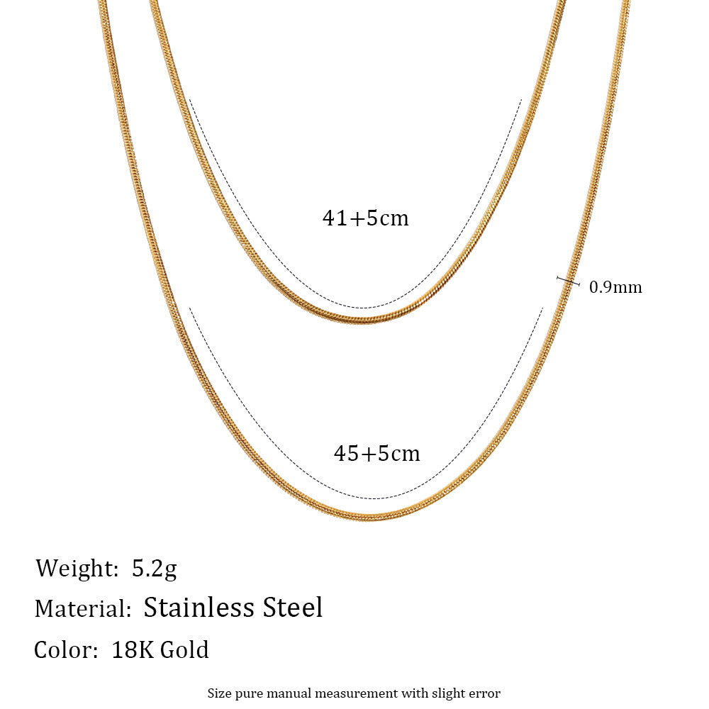 Double layer 18K gold plated snake chain necklace with minimalist design