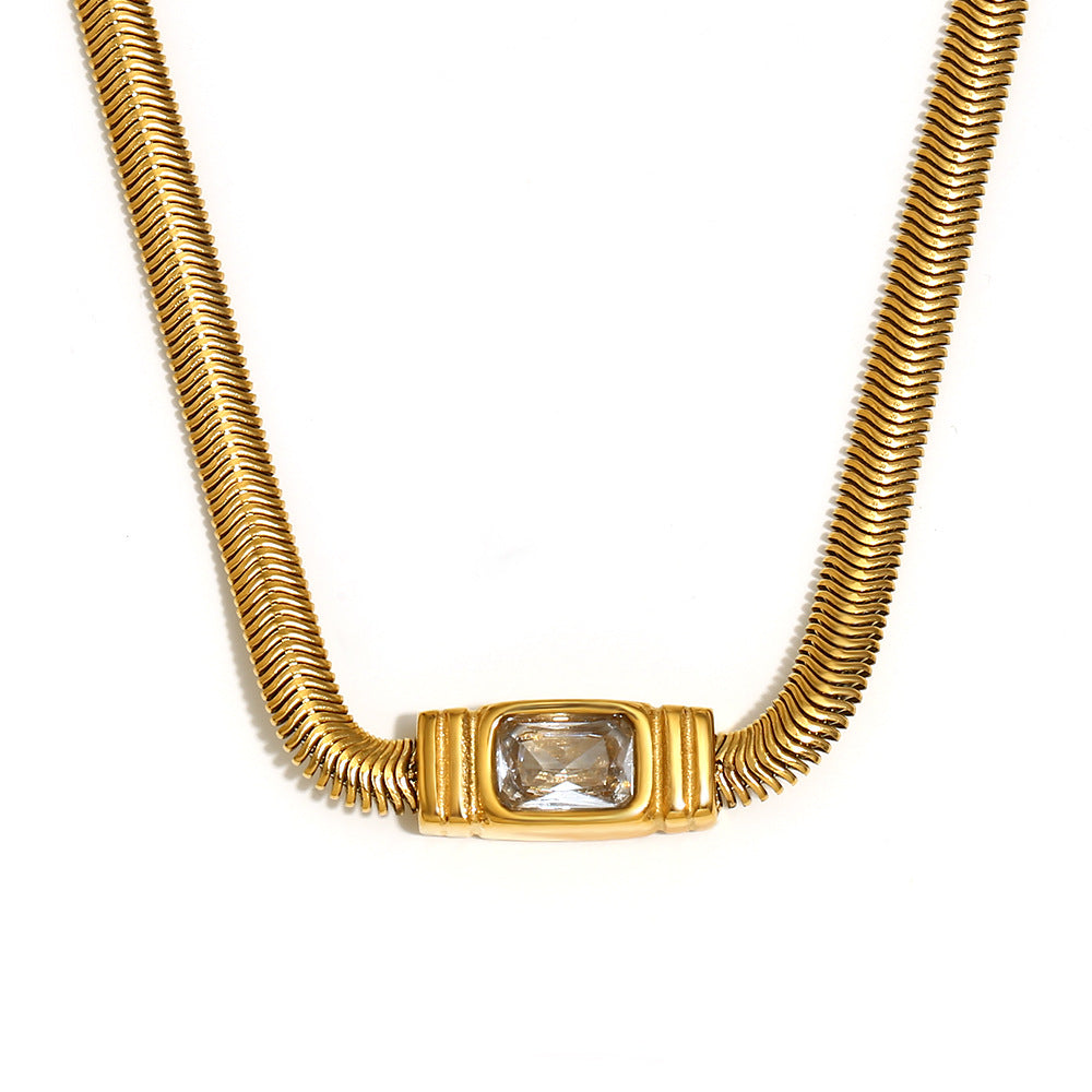 Clear Zircon Snake Chain Necklace