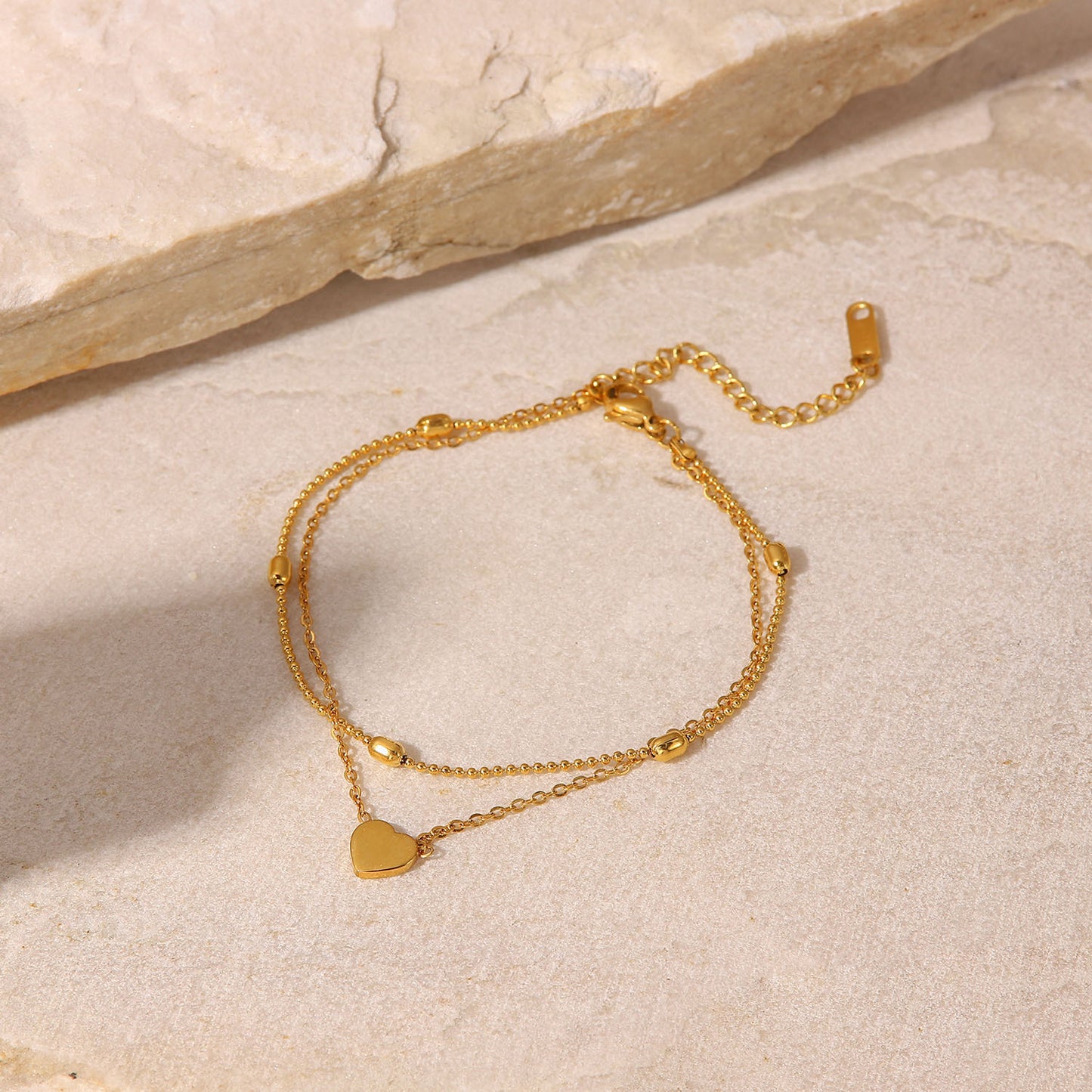 Heart Pendant Double Layer Anklet