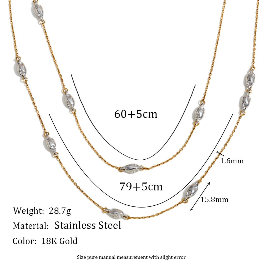 Size Details of 18K gold plated two-tone layered beaded necklace – modern, waterproof & anti-tarnish