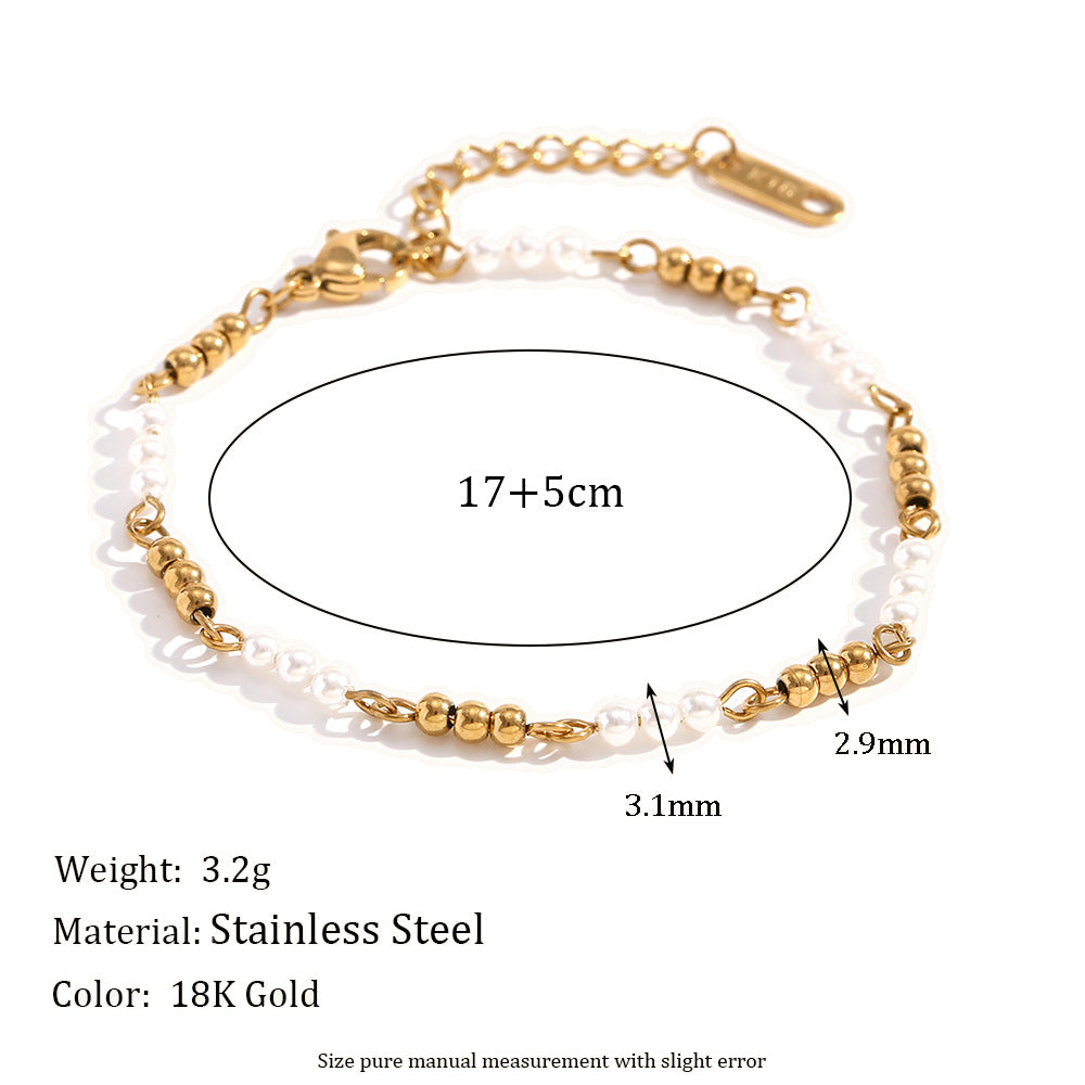 Size Details of 18K gold-plated stainless steel retro beaded bracelet – waterproof, hypoallergenic jewelry for Gen Z layering