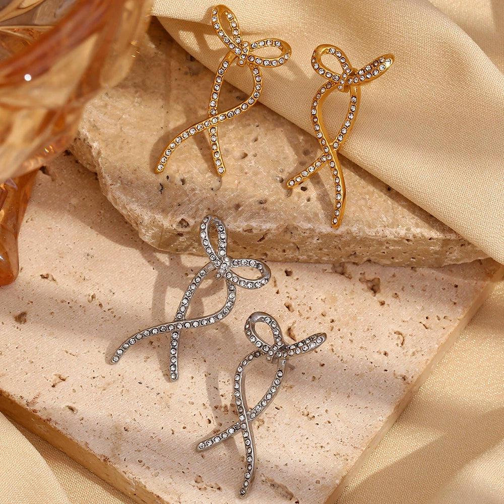 Gold Bow Stud Earrings