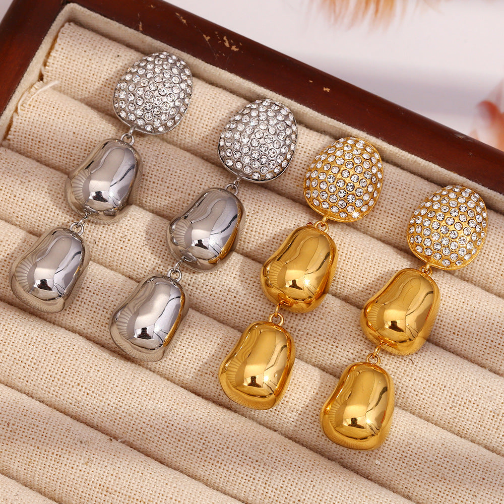 Gold Peanut Drop Earrings