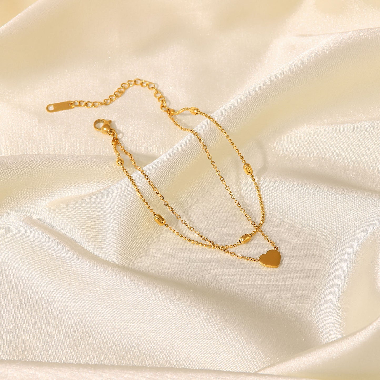 Heart Pendant Double Layer Anklet