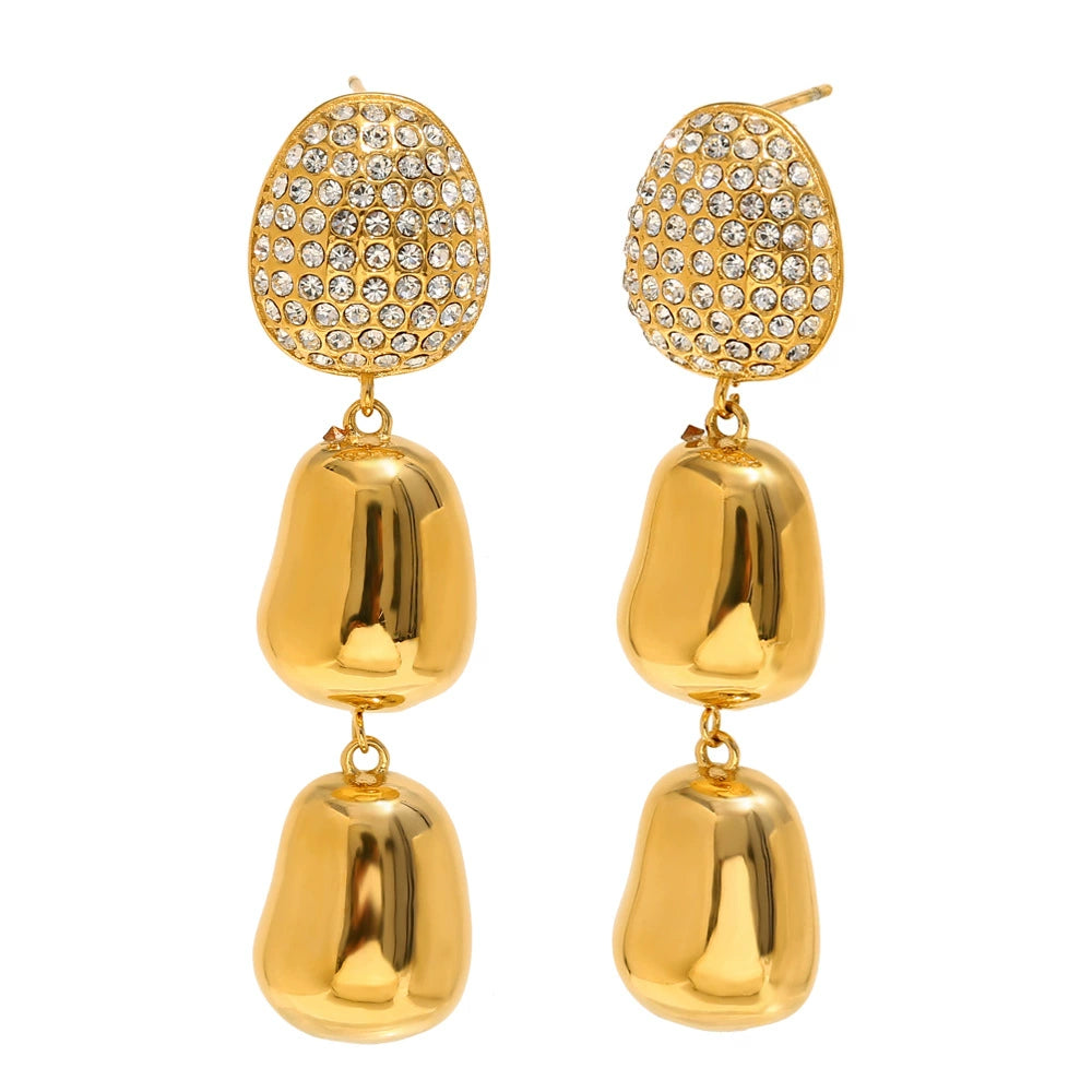 Gold Peanut Drop Earrings