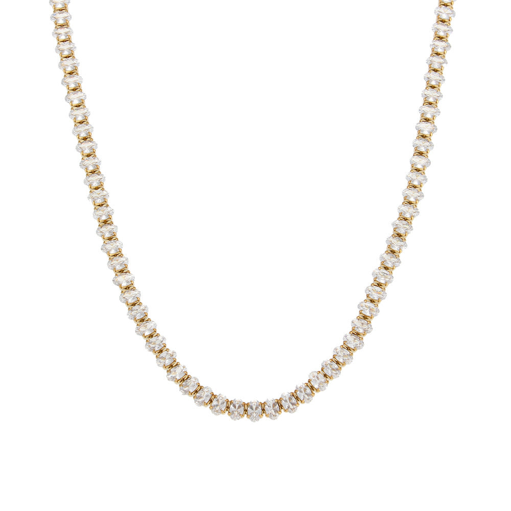 Diamond Glow Tennis Necklace – 18K Gold Shine | STUD