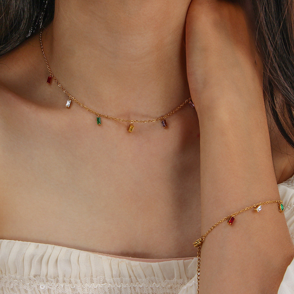Gold 18k Multi Colored Zircon Bracelet
