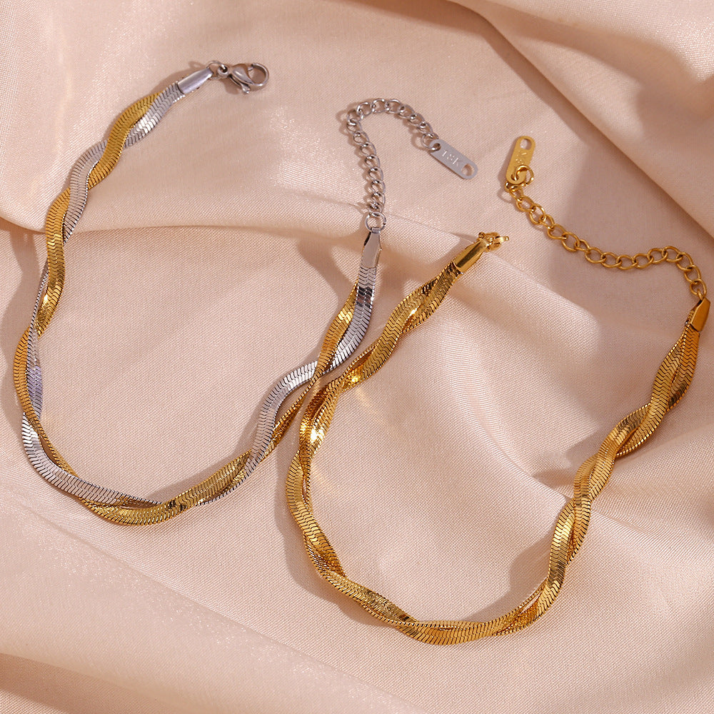 18K gold plated twisted snake chain bracelet – waterproof, anti-tarnish, and minimalist by STUD