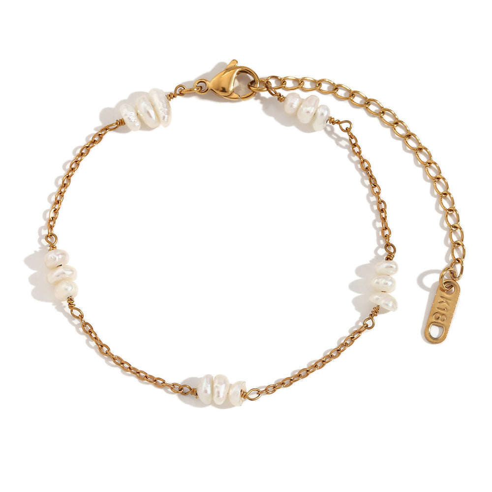 Freshwater pearl bracelet – 18K gold plated minimalist design by STUD-Shop Till You Drop