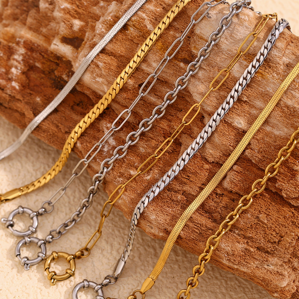 Minimalist Silver Snake Chain Clasp Bracelet