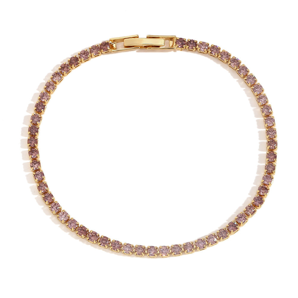 Minimalist Zircon Pink Chain Bracelet