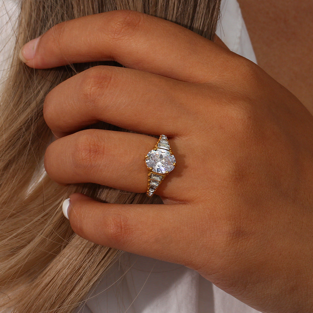 Luxe Adjustable Oval Clear Diamond Ring