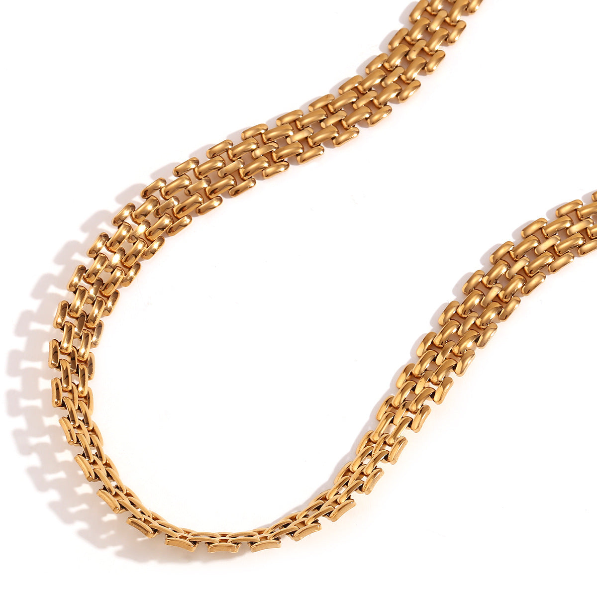 Close View of Handwoven 18K gold plated necklace – waterproof minimalist design by STUD-Shop Till You Drop