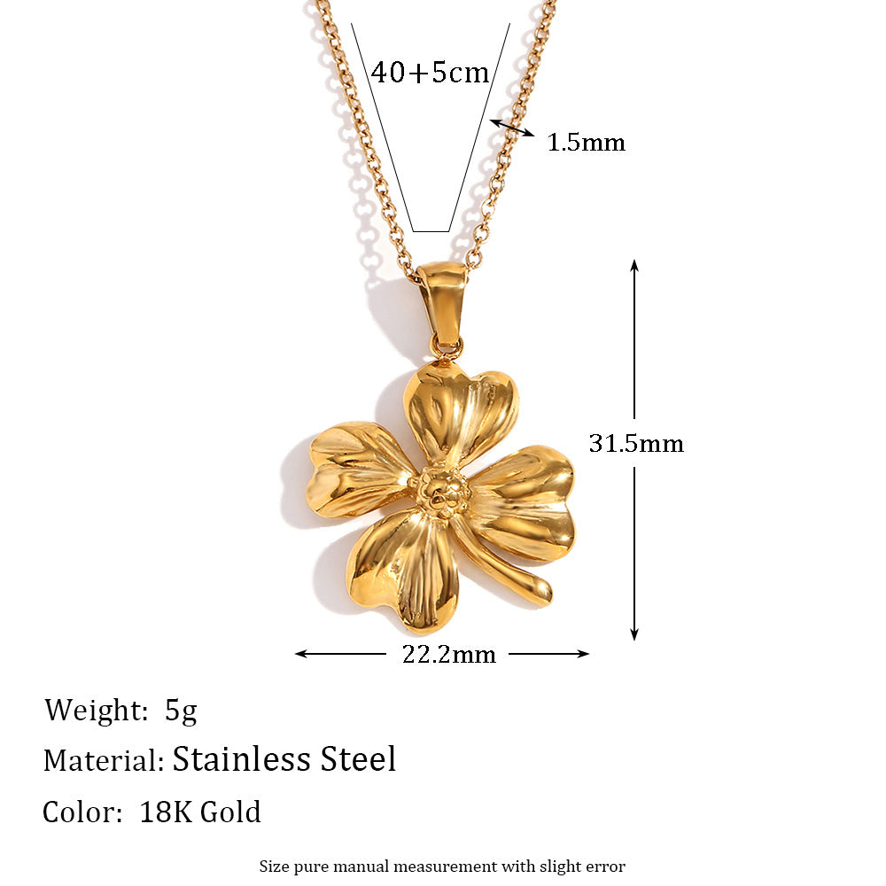 Size Details of Trendy 18K gold-plated flower pendant necklace – retro modern design, waterproof by STUD (Shop Till You Drop)