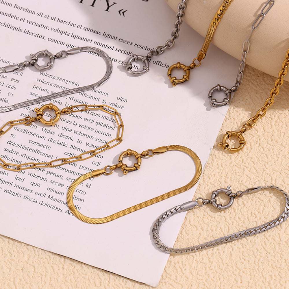 Minimalist Silver Snake Chain Clasp Bracelet