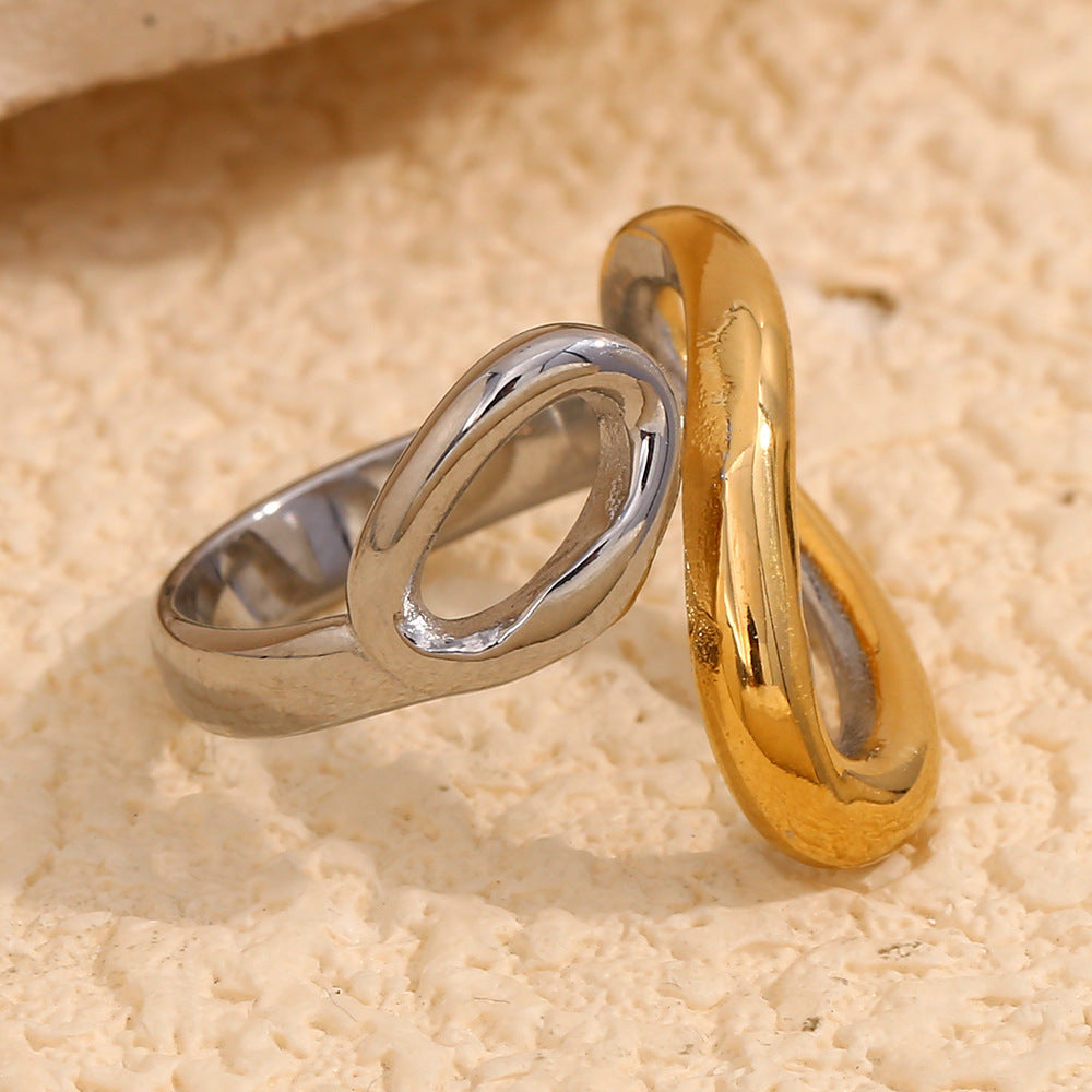 Two-Tone Waterdrop Open Ring