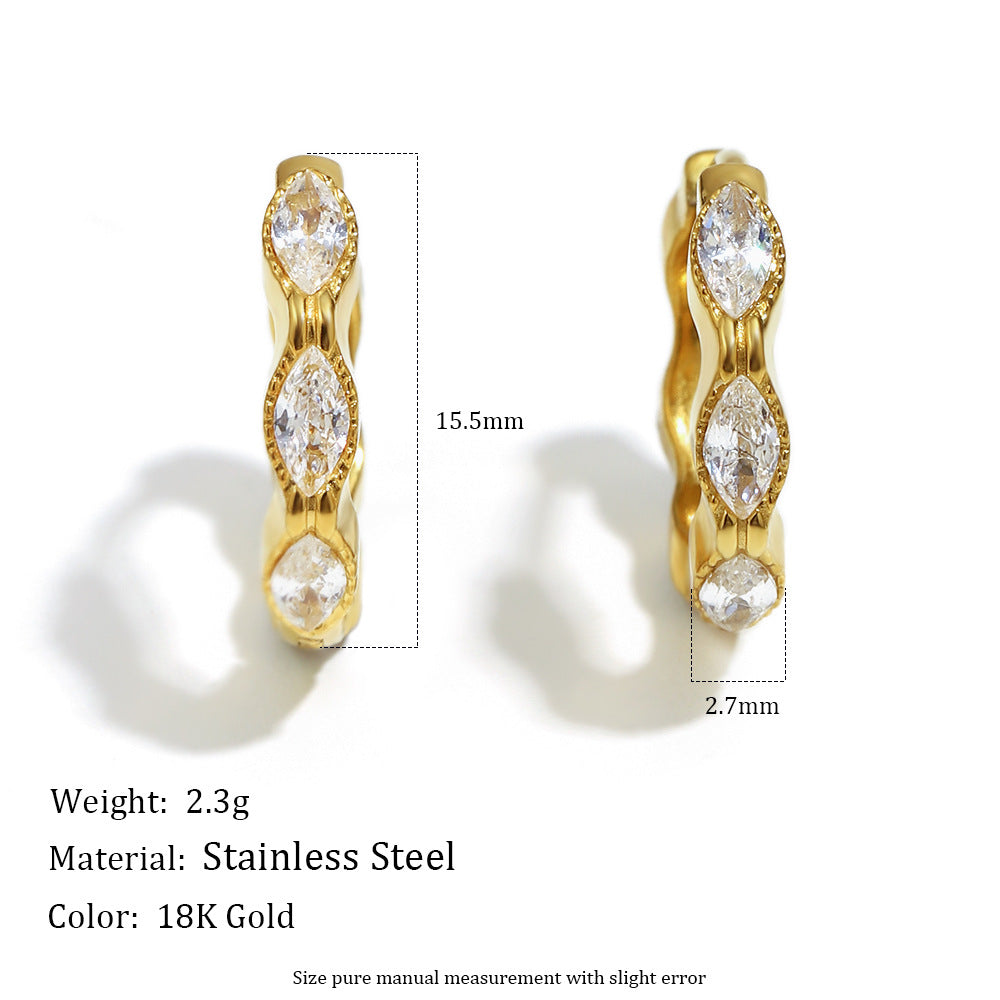 STUD mini marquise hoop earrings β 18K gold-plated, waterproof, anti-tarnish design with zircon stones