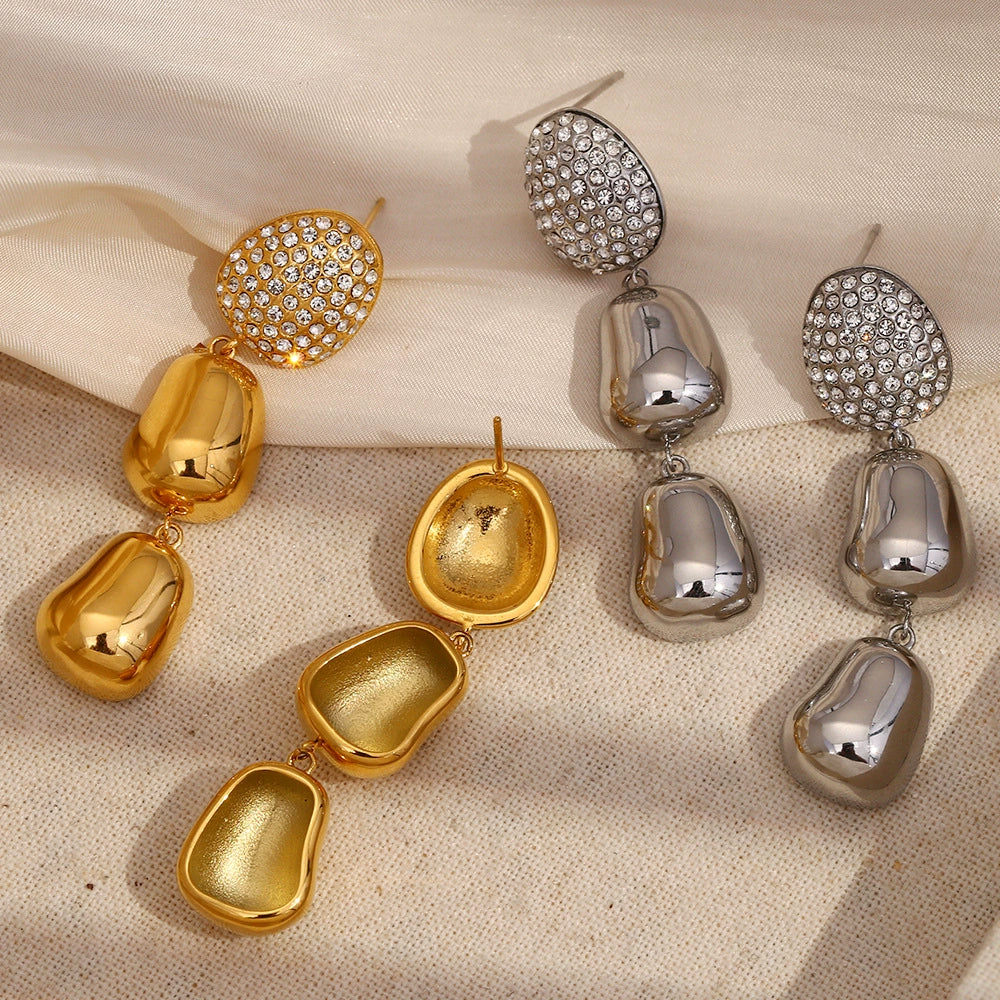 Gold Peanut Drop Earrings