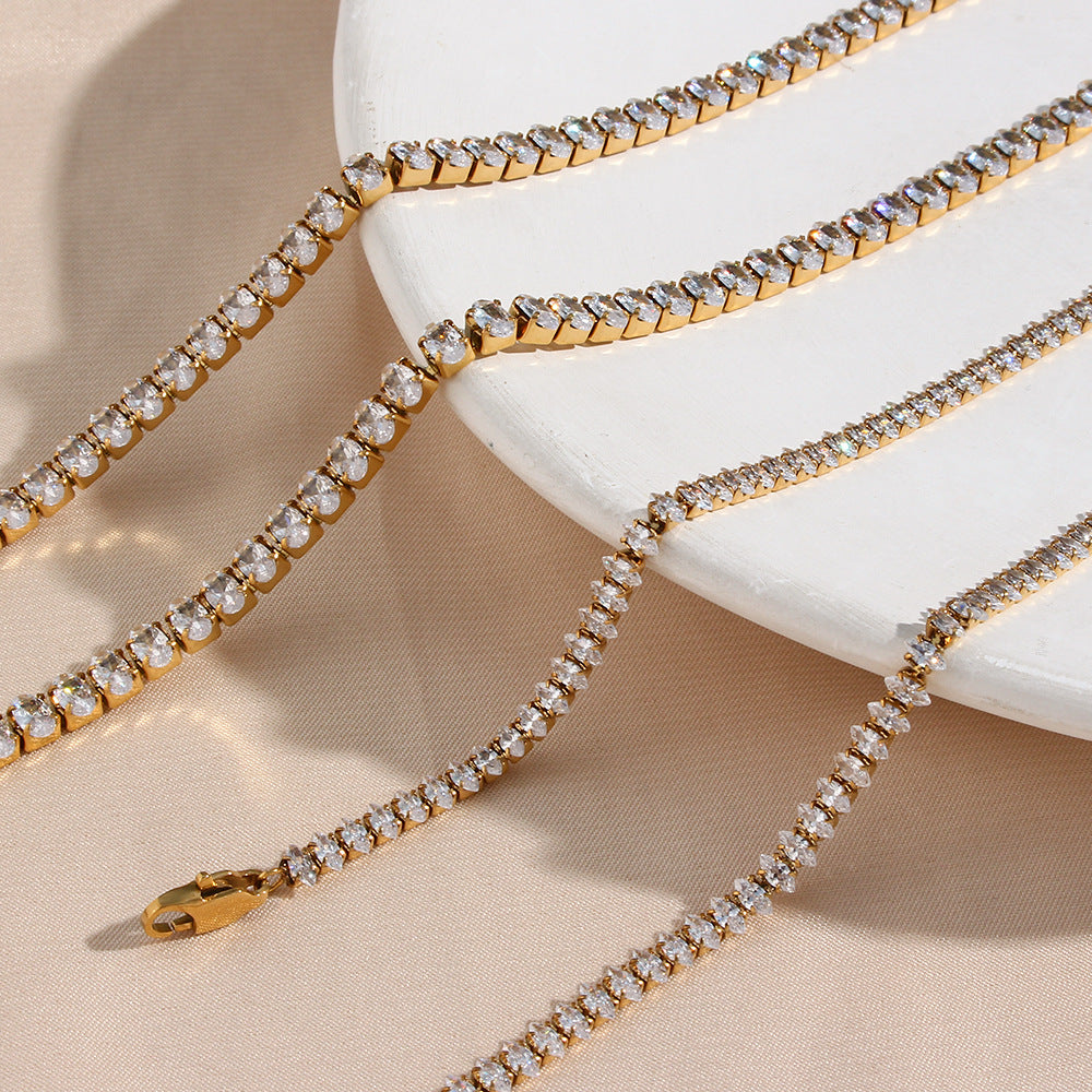 18K gold plated tennis bracelet with high-clarity round-cut zircon stones – STUD