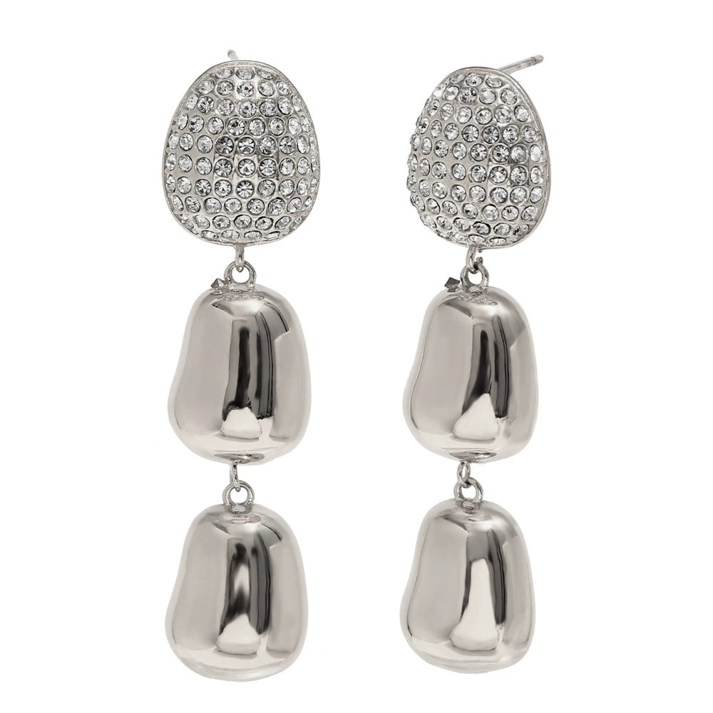 Silver Peanut Drop Earrings