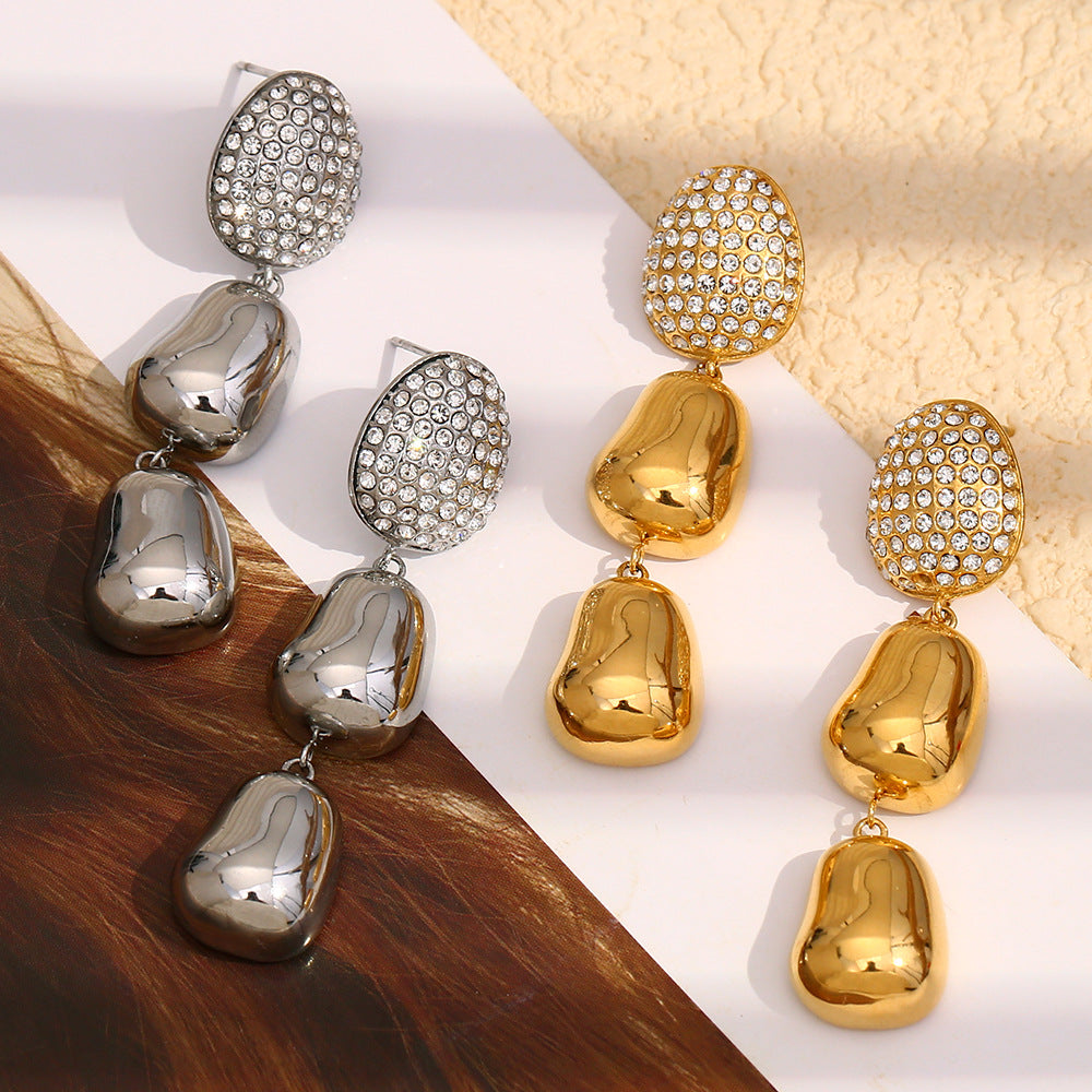 Gold Peanut Drop Earrings